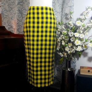 Zip Hem Plaid Pencil Skirt